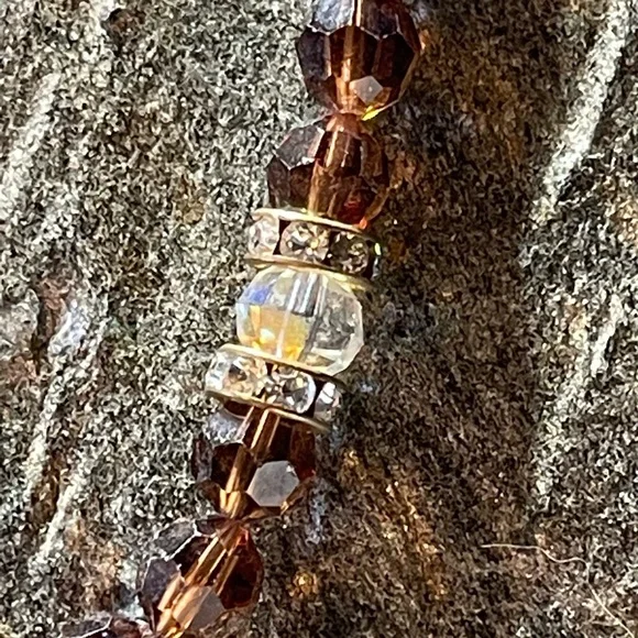 Cognac Swarovski Crystal Round Bead Necklace - Picture 9 of 12